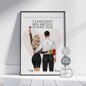 Regalo personalizzato per coppia, regalo di San Valentino, regalo di anniversario, regalo per fidanzato, decorazione da parete per fidanzata, regalo di coppia, file digitale personalizzato