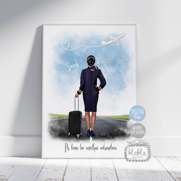 Personalised Flight Attendant Print, Cabin Crew Gift, Friends Poster, Travel Gift, Best Flight Gift , Birthday Present, Digital File