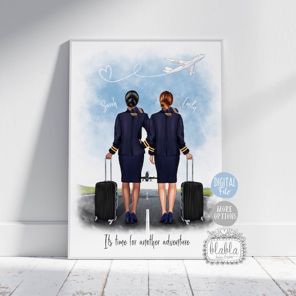 Personalised Flight Attendant Print, Cabin Crew Gift, Friends Poster, Travel Gift, Friend Wall Art, Birthday Present, Digital File