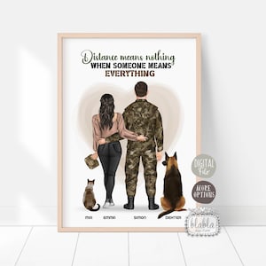 Personalisierte Haustiere Familiengeschenk, benutzerdefinierte Armee Paar, Armee Freund, Armee Ehemann, Jubiläumsgeschenk, Geschenk für Soldaten, Digitale Datei