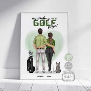 Regalo personalizado de San Valentín, Pareja de golf, Jugador de golf, Novio de golf, Esposo de golf, Regalo de aniversario, Familia de mascotas, Archivo digital