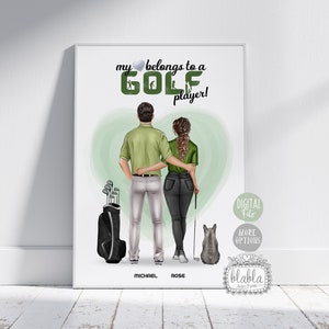 Personalised Valentines Gift, Golf Couple, Golf Player, Golf Boyfriend, Golf Husband, Anniversary Gift, Pets Family, Digital File