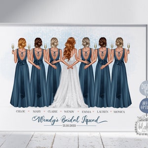 Bridesmaid and Bride Print, Wedding Print, Bridal Hen Party Gift, Gift for Bride, Bride Tribe, Bride Squad, Bridesmaid Gift Digital File