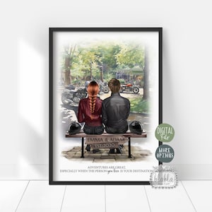 Personalisiertes Paar Poster, Biker Geschenk, Paar Geschenk, Geburtstagsgeschenk, Zusammen Motorrad fahren, Freundschaftsgeschenk, Digitale Datei