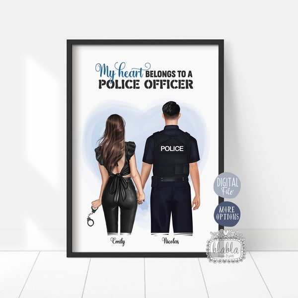 Personalised Valentines Gift, Custom Police Couple, Boyfriend Husband Anniversary, Police Officer Gift, Together, Biker Gift, Digital File