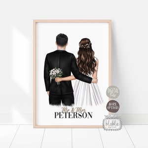 Personalisierte Hochzeitsgeschenk, Braut und Bräutigam Geschenke, Jubiläumsgeschenk Benutzerdefinierte Hochzeitsportrait, Hochzeitsandenken, Eltern Geschenk, Digitale Datei