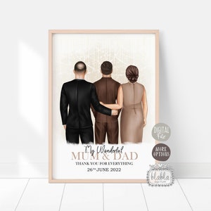Personalisiertes Elterngeschenk, Vater des Bräutigams Geschenk, Hochzeitsportrait, Hochzeitsandenken, Mutter des Bräutigams Geschenk, Digitale Datei