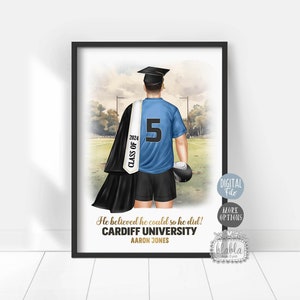 Stampa personalizzata per la laurea a tema rugby: regalo sportivo (file digitale)