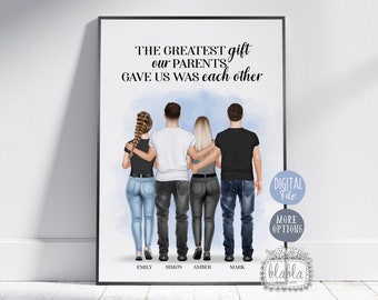 Personalised Siblings Gift, Custom Siblings Print, Family Personalised Gift, Fathers Mothers Day Gift, Our Family Print, Digital File