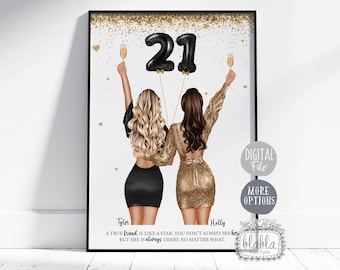 21st Birthday Gift for Friend, Best Friend Poster, Best Friend Gift, Friend Wall Art, Birthday Gift, Personalised Gift Digital File