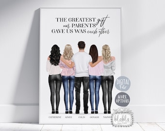 Custom Siblings Gift, Personalised Siblings Print, Family personalised Gift, Mothers Day Gift, Our Family Print, Sibling Gift, Digital File
