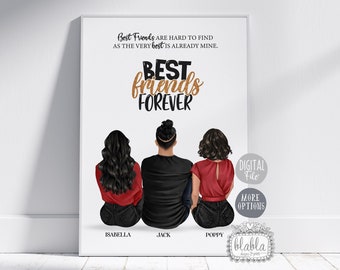 Friends Personalised Gift, Best Friend Poster, Best Friend Gift, Friend Gift, Friend Wall Art, Birthday Gift, Personalised Gift Digital File