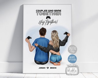 Gamer Couple Gift, Birthday Gift, Couple Personalised Gift, Valentines Gift, Boyfriend Gift, Gaming Lover, Gaming Gift for Him, Digital File