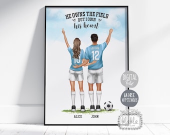 Personalized Football Couple Print: Valentine's Gift (Digital File)