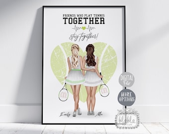 Best Friend Tennis Personalised Gift, Birthday Gift for Friend, BBF, Best Friends Quote, Friend Wall Art , Personalised Digital File