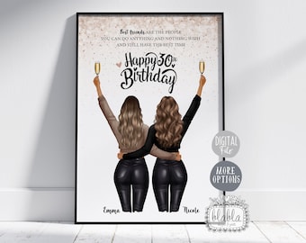 Personalised Gift For Friends, Best Friends Poster, Best Friends Gift, Friend Wall Art, 21st Birthday Gift, 30th Birthday, Digital File