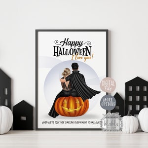 Halloween personalisierte paar Druck, personalisierte Druck, Kürbis Familie Druck, Halloween Geschenk, Paare Druck, Halloween Familie Digitale Datei