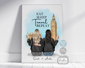 Friendship Gift, Travel Friend Gift, Friend Birthday Gift, Best Friend Gift, Friend Wall Art, Birthday Gift, Personalised Gift, Digital File