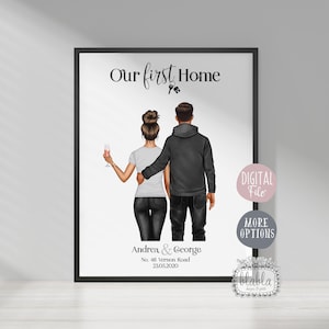 Our First Home Print, Paar Print, Jahrestagsgeschenk, Freundgeschenk, Freundin Wandkunst, Paar Geschenk, personalisiertes Geschenk