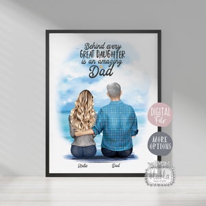 Gift for Dady, Dad and Daughter Print, Gift for Step Dad, Daddy&#39;s Birthday,  Father&#39;s Day Gift, Personalised Gift, Thank You Dad,