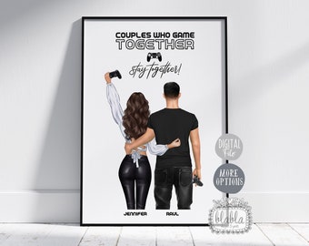Gamer Couple Gift, Birthday Gift, Couple Personalised Gift, Valentines Gift, Boyfriend Gift, Gaming Lover, Gaming Gift for Him, Digital File