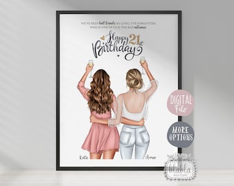 21st Birthday Friends Gift, Best Friend Poster, Best Friend Gift, Friend Gift, Gift for Friend, Birthday Gift, Personalised Digital File