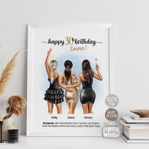 Friends Personalised Gift, Best Friend Poster, 30th Birthday Gift for Her, Personalised Gift, 40th Birthday Gift for Friend, Digital File