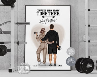 Personalized Gym Couple Print: Fitness Gift (Digital File)