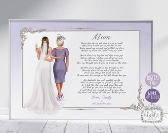 Personalized Mother of Bride Poem Print: Wedding Keepsake (Digital File)