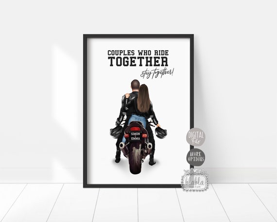 Poster di coppia personalizzato, regalo per motociclisti, regalo di coppia, regalo  di anniversario, guida in moto insieme, regalo di amicizia, file digitale -   Italia