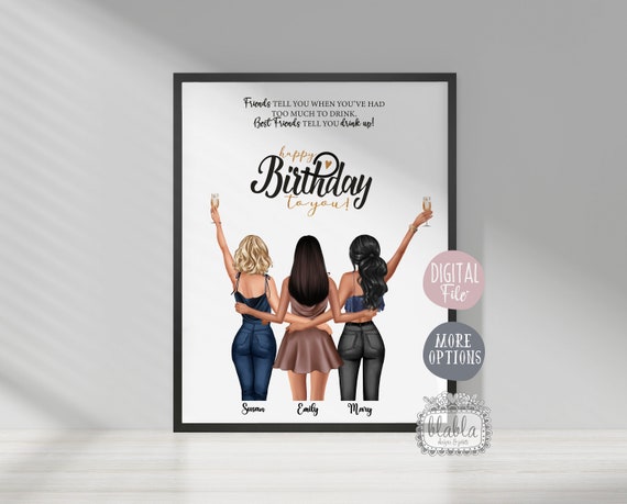 Póster personalizado de amigos 2-6 chicas, póster de mejor amigo, pandilla  de grupo de chicas, regalo de amigos, hermanas, regalo de cumpleaños,  archivo digital de regalo personalizado -  España