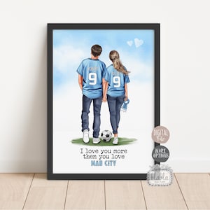 Impresión personalizada de pareja, póster personalizado de pareja de fútbol, frases de fútbol, regalo de fútbol americano, archivo digital de regalo de San Valentín