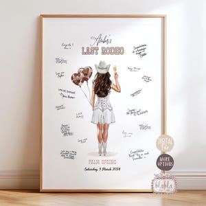 Libro de visitas para despedida de soltera "El último rodeo", cartel para fiesta de vaquera disco, decoración para el último viaje de la novia, libro de visitas para despedida de soltera estilo western, descarga digital