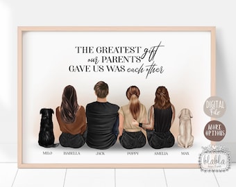 Custom Siblings Print, Personalised Siblings Print, Family Christmas Gift, Fathers Mothers Day Gift, Our Family Print, Digital File