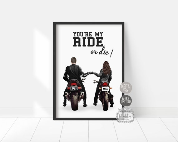 Poster personnalisé pour couple, cadeau motard, cadeau couple