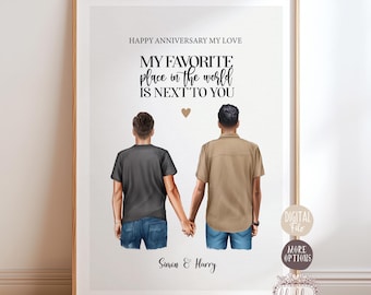 Personalized Gay Couple Anniversary Print: Mr and Mr Gift (Digital File)