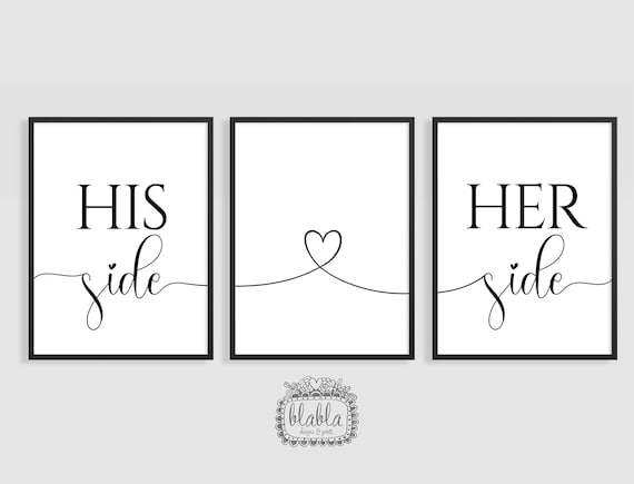 His & Her Side Bedroom Posters: Minimalist Decor (Digital Download)
