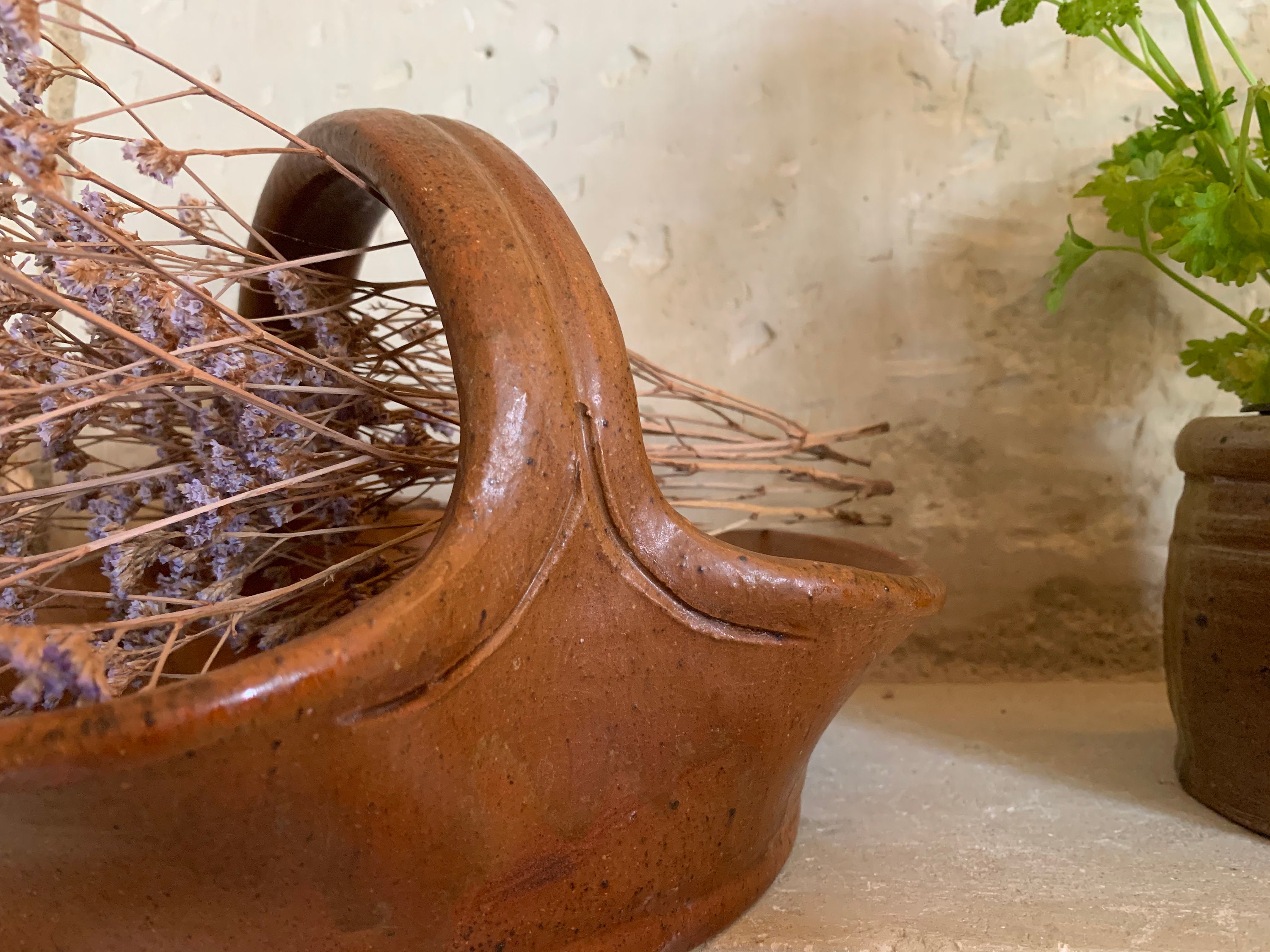 Spotty Glazed Terracotta Fruit Bowl/Panier