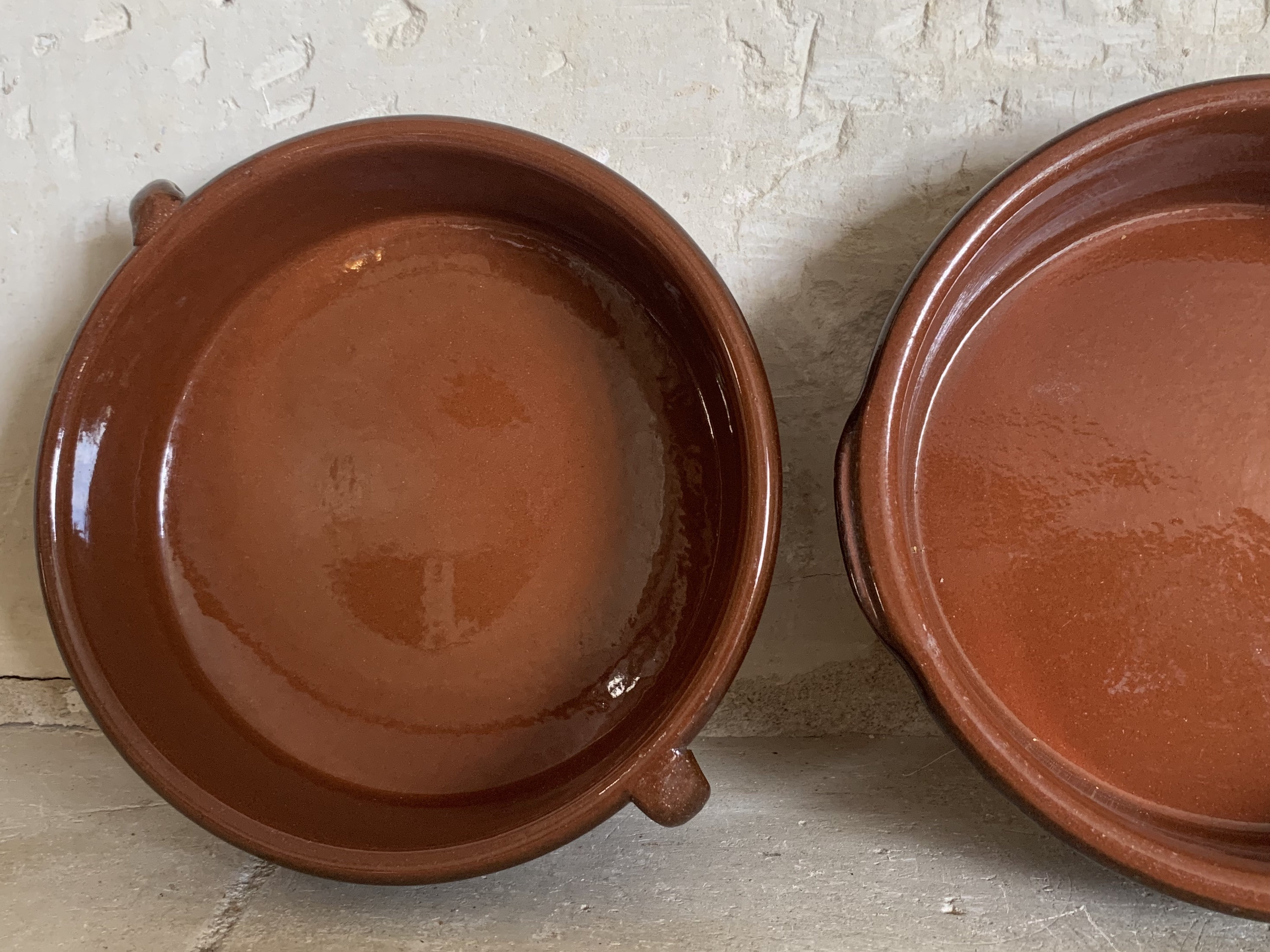 Cassoulets Français Terre Cuite Glacés | Ensemble de Deux