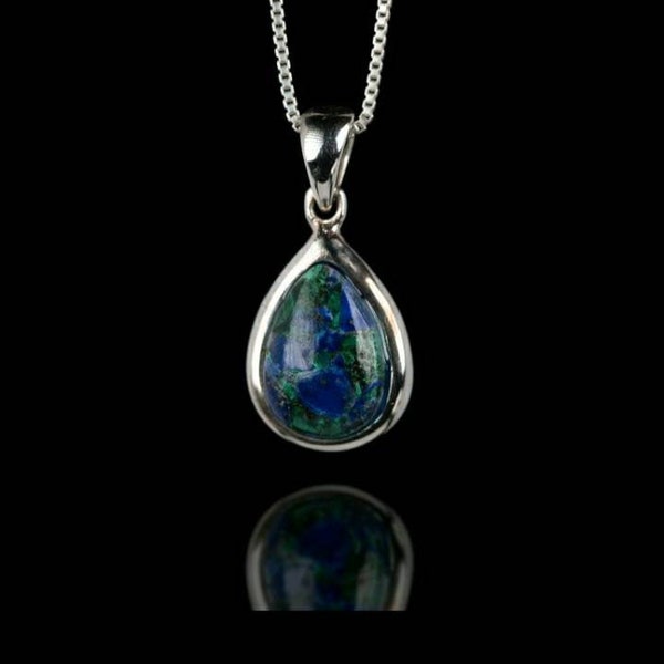 Eilat stone necklace,Teardrop Silver necklace with Eilat Stone,israeli jewelry