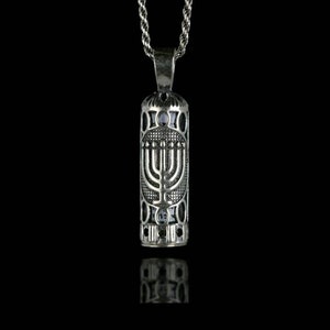 Mezuzah Necklace with Scroll - Mezuzah Case Pendant - Sterling Silver Mezuzah Pendant menorah Jewish Jewelry Bar Mitzvah - Israeli jewelry