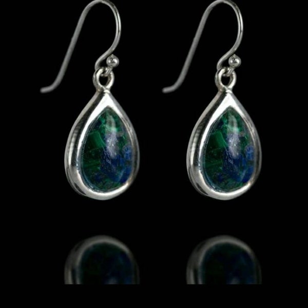 Boucles d'oreilles en pierre d'Eilat - Bijoux israéliens - Pierre du roi Salomon - Cadeau pour la Saint-Valentin - Bijoux de boucle d'oreille Israël - Boucles d'oreilles en pierre d'Eilat