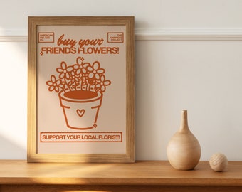 Kaufen Sie Ihre Freunde Blumen Retro Wandbild, digitaler Download Druck, Retro Wanddekor, große druckbare Kunst, herunterladbare Drucke