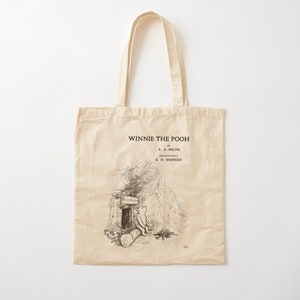 Vintage Winnie the Pooh Outdoor Canvas Tote Bag, Minimalist Canvas Bag, Simple Canvas Tote Bag, Canvas Grocery Reusable Bag, Farmers Bag