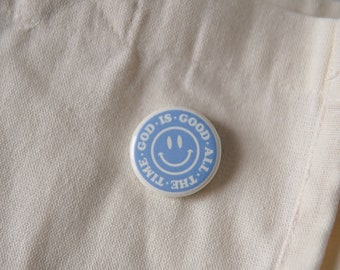 Two** God is Good Button Pins, Pinback Buttons, Vintage Button Pins for Jackets and Bags, Retro Trendy Aesthetic