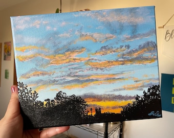 Acrylic Sunset on Canvas • Colorful Clouds Wall Art • "distraction"