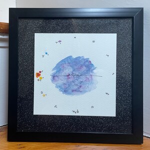 Personalized Watercolor Natal Chart Custom Handmade Birth Chart Painting Framed Minimalist Astrology Art image 3