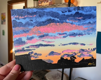 Acrylic Sunset on Canvas • Colorful Clouds Wall Art • "origins"