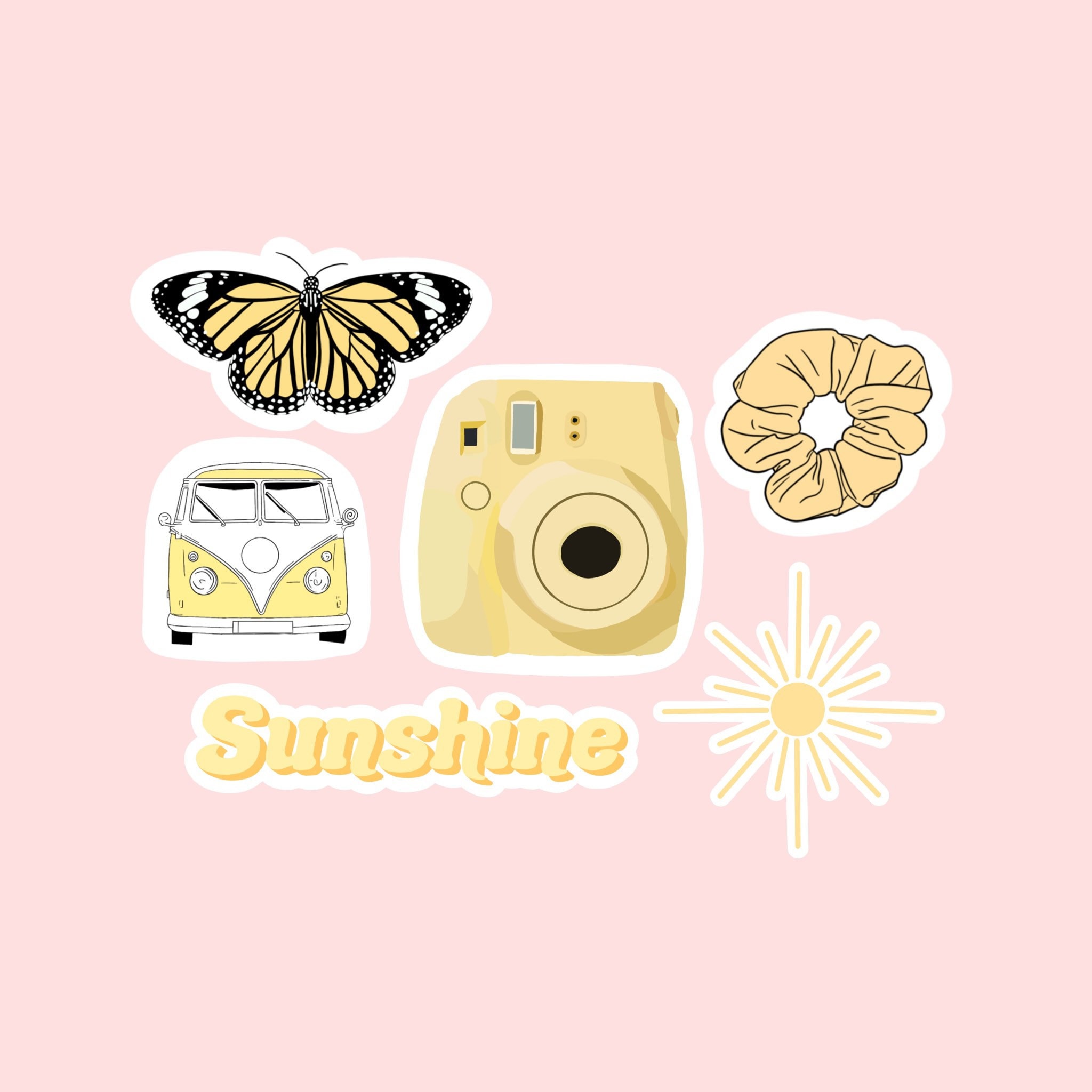Yellow Aesthetic Sticker Pack Yellow Stickers Yellow Sticker Etsy