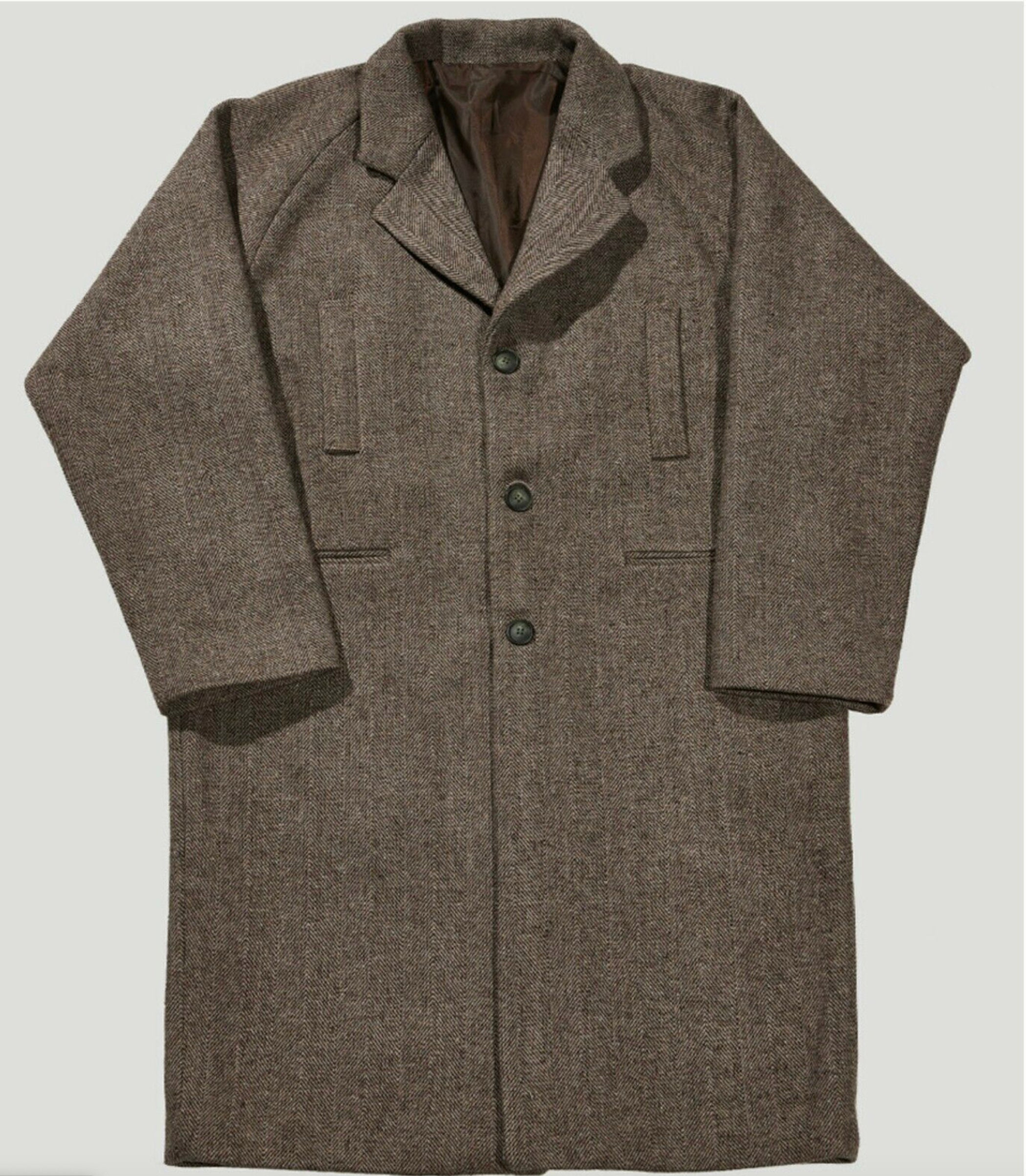 Herringbone Raglan Over Coat Brown M 40/42 Takeasy Etsy